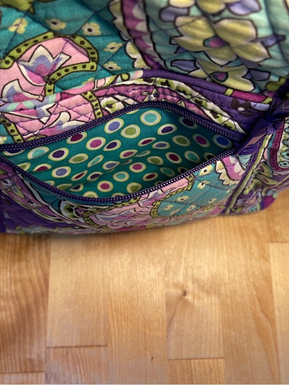 Vera Bradley Teal Purple Paisley Quilted Heather Hipster Crossbody Wallet Bundle - Picture 6 of 16